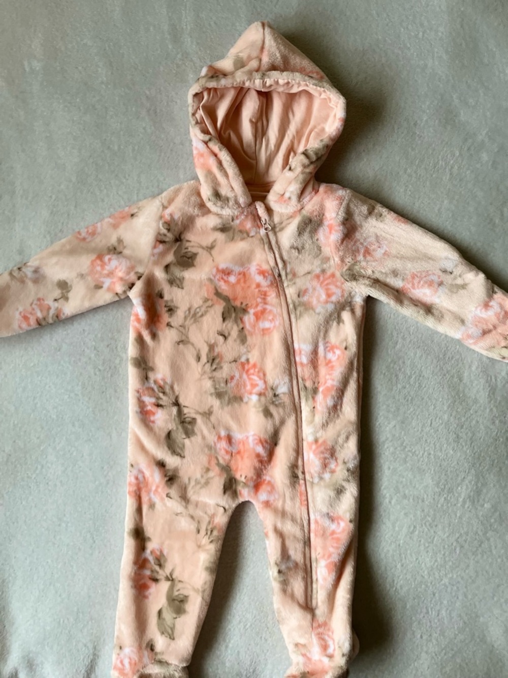 Laura Ashley Pink Floral Hooded One-Piece Baby Bodysuit